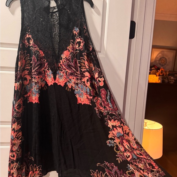 Free People Marsha Black and Pink Floral slip  Dress Medium - Picture 5 of 13
